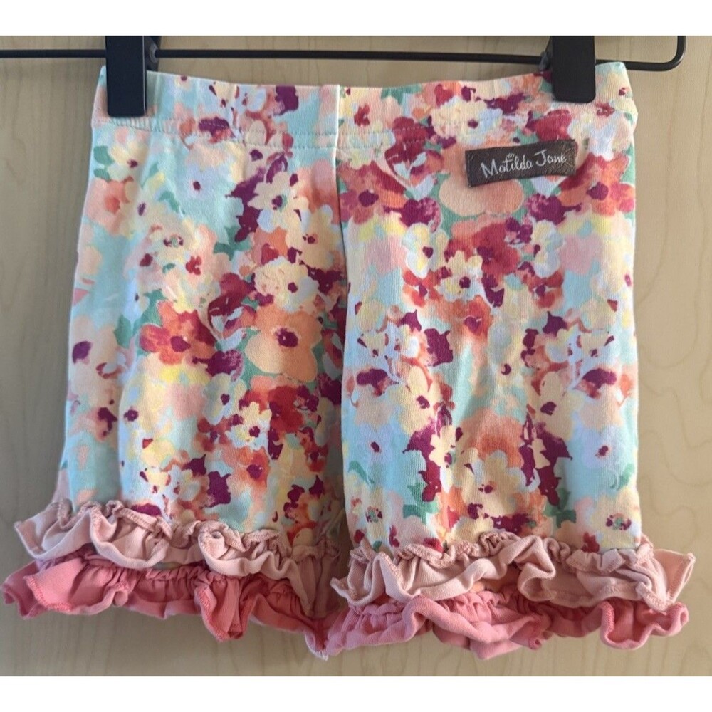 Matilda Jane Ruffle Floral Shorties Blue And Pink Size 4
